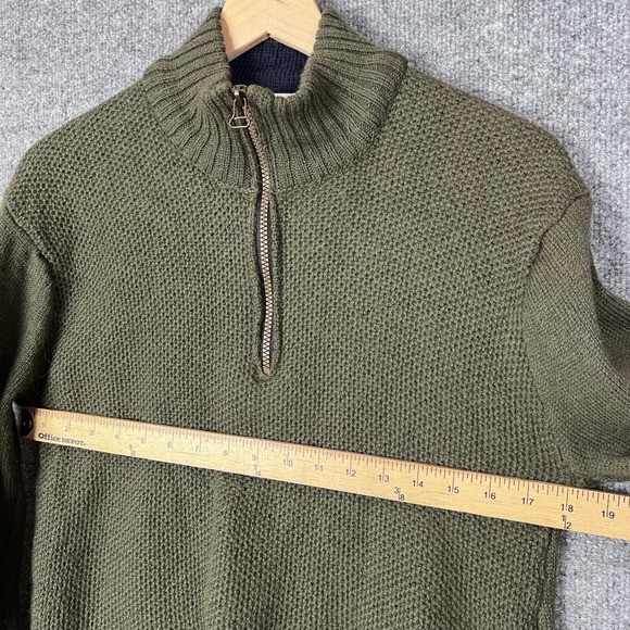 Peregrine Mens Quarter Zip Mock Neck Sweater Olive Green Knit Pullover Top Small - Picture 6 of 9